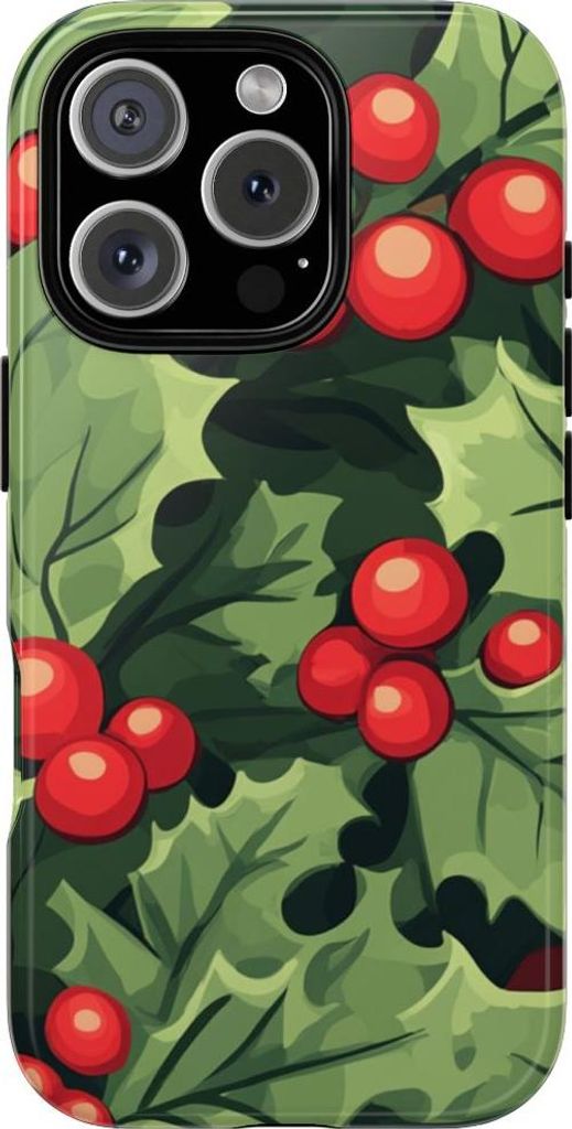 Festliches Stechpalmenmuster – Hülle Kompatibel mit iPhone 16 Pro
