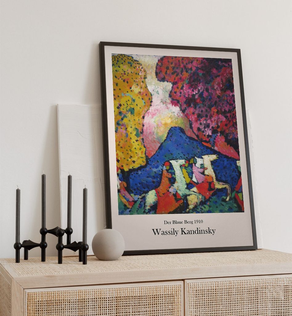 Poster Der blaue Berg Kandinsky, groesse_poster:70x100 cm, groesse_rahmen:birke 70x100 cm