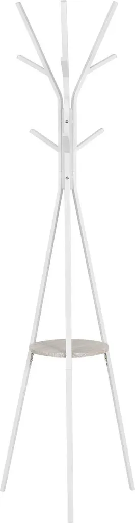 Appendiabiti ad Albero Bianco con Ripiano 50x50x180cm - 9 Ganci Metallo
