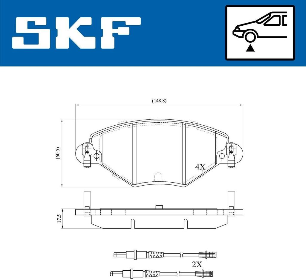 SKF VKBP80463E Bremsbelagsatz, Scheibenbremse OE E172229 kompatibel mit C5