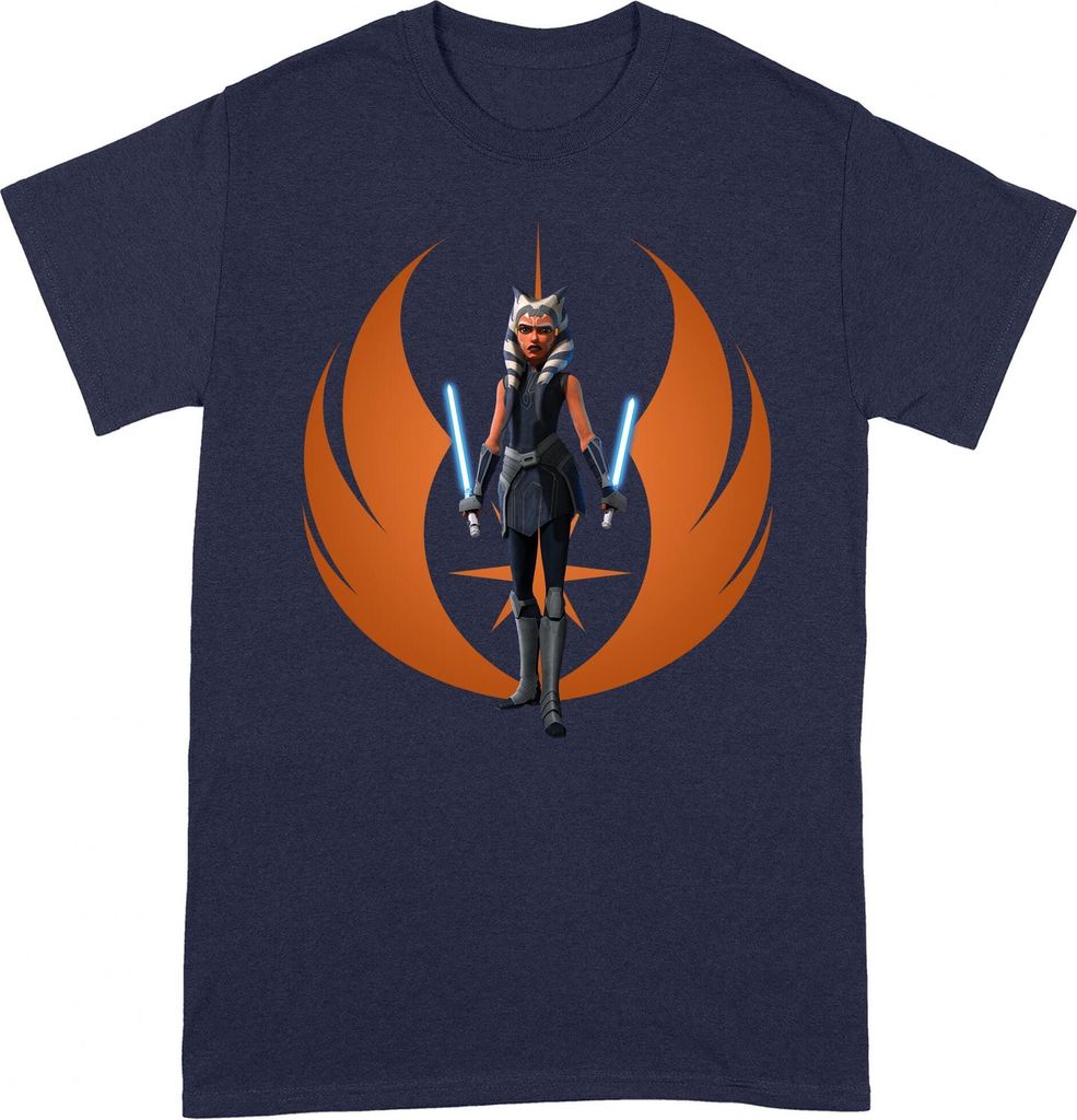 Star Wars: The Clone Wars - "Ahsoka Rebel Pose" T-Shirt für Herren/Damen Uni BI177 (S) (Marineblau/Orange)