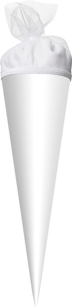 Bastel-Schultüte klein weiß - 35 cm rund - mit weißem Produktbild 