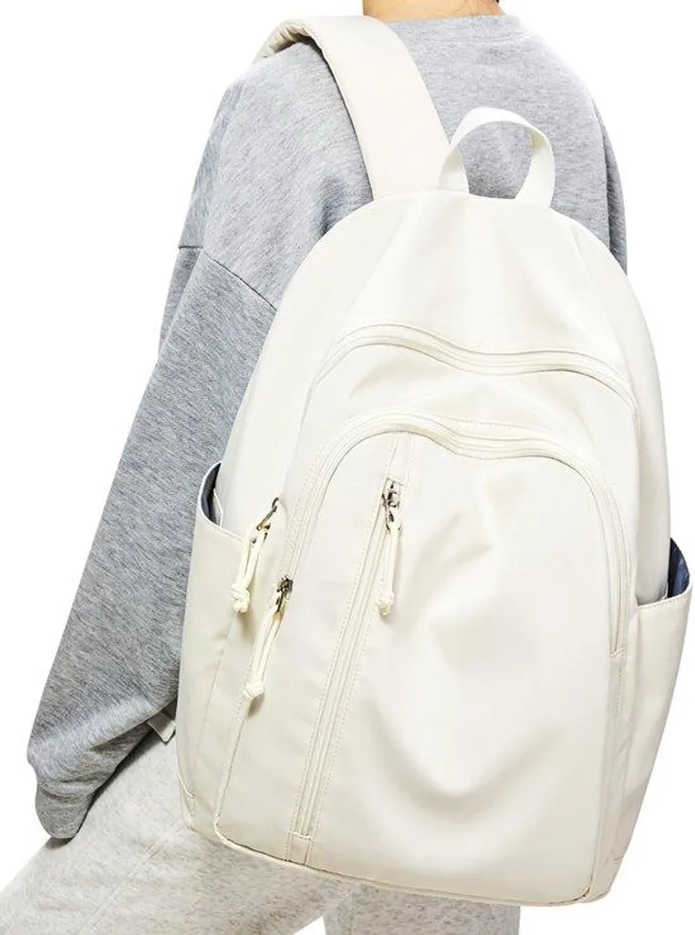 Sac à dos scolaire beige pour fille idéal collège et lycée avec rangement PC