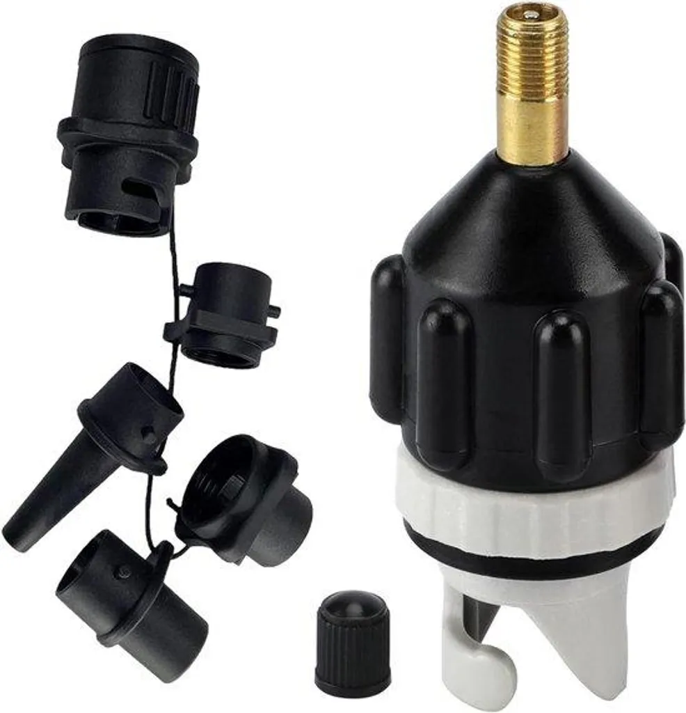 Allecto Premium Adaptateur SUP pour Bateau Gonflable avec 4 Embouts Noir