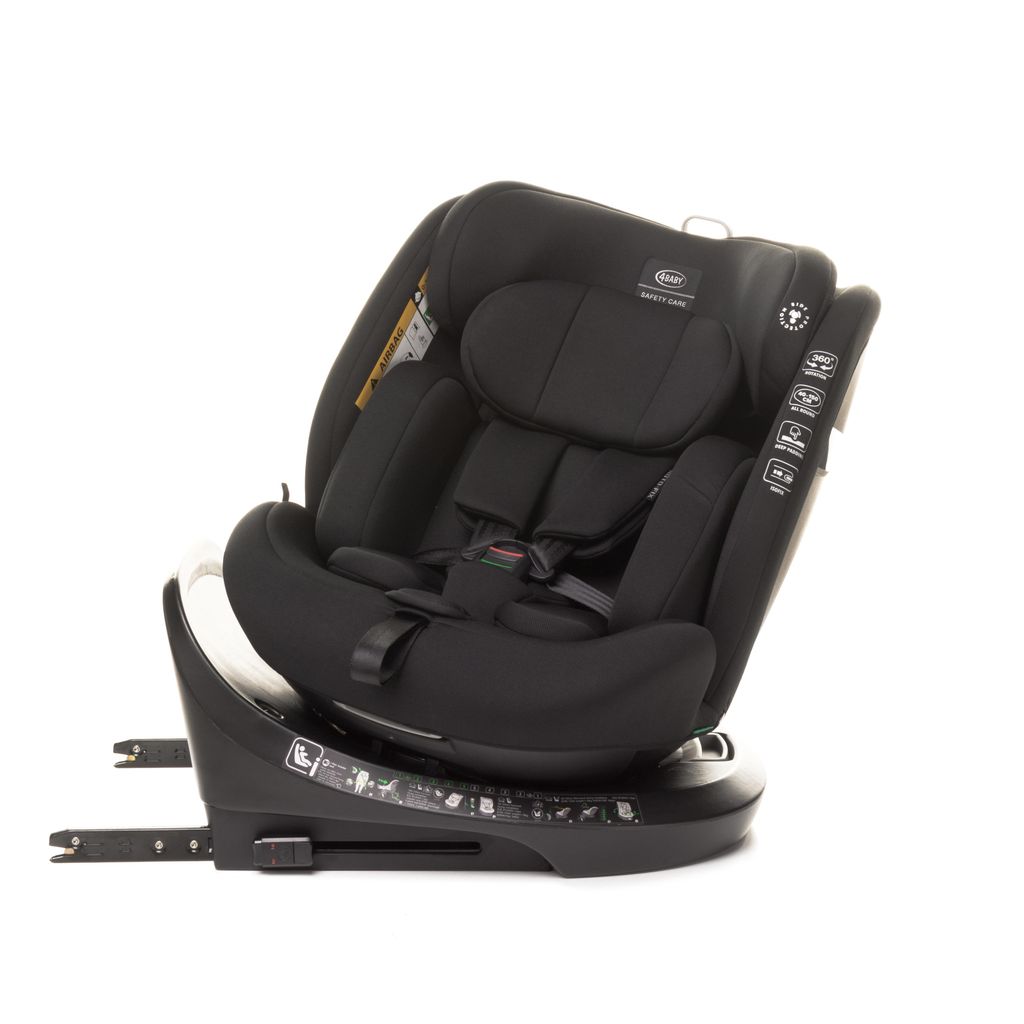 A black car seat on a white background.