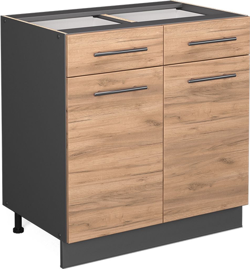Küchenunterschrank Vicco Fame-Line Goldkraft Eiche 80 cm Produktbild 