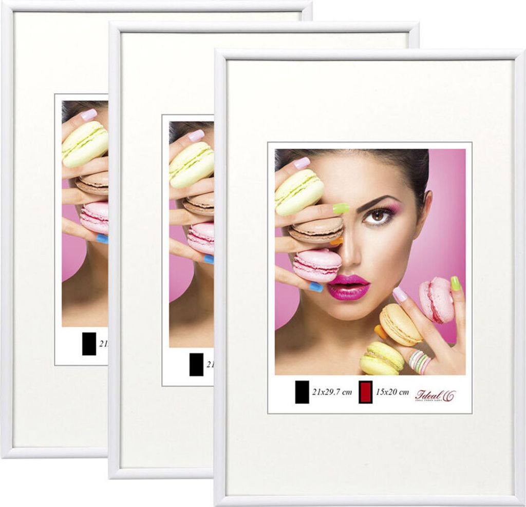 2er 3er 5er Pack Photo Style Set Bilderrahmen Wanddeko Collage Poster Kunststoff Rahmen - Farbe: 3er Pack Weiß | Format: 20x20