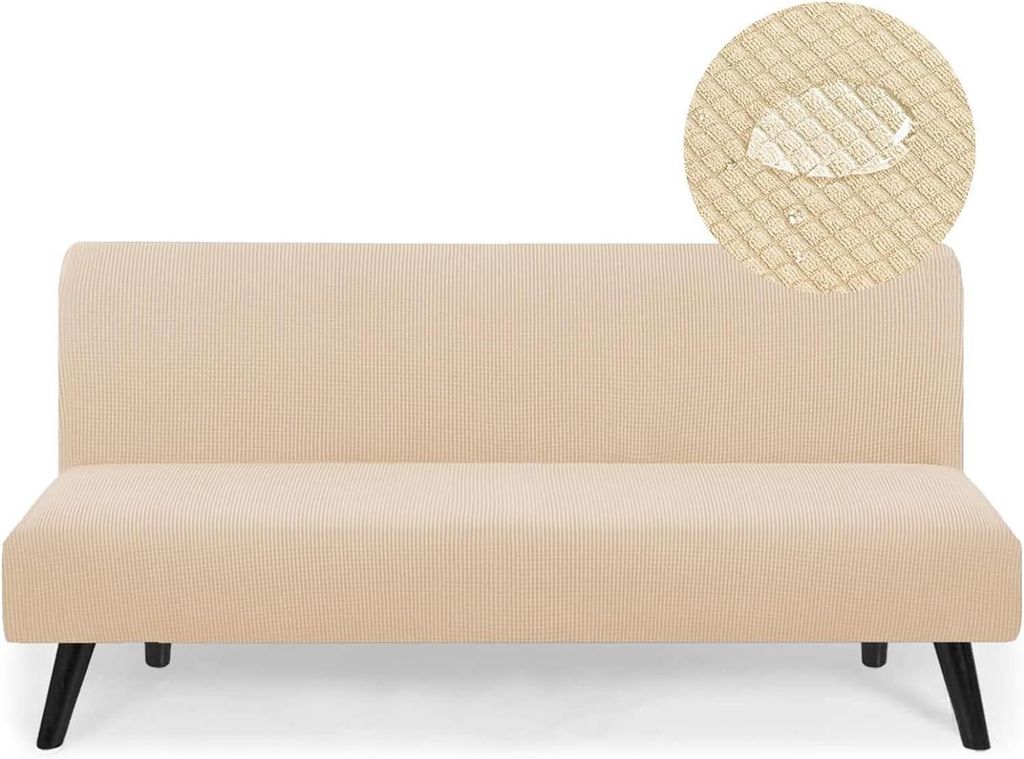 Einfacher, faltbarer, wasserdichter Sofabezug für 2- bis 3-Sitzer-Sofas mit elastischem Saum, beige, 190 x 210 cm