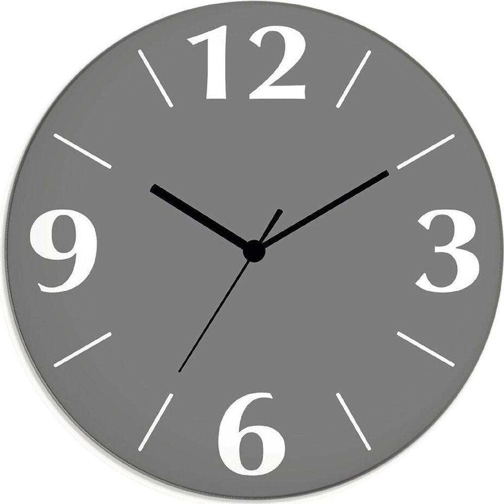 ARTland Glas Wanduhr Funkuhr - 12 Ziffern / schwarzer Zeiger Trendfarbe Grau Größe: 30x30 cm