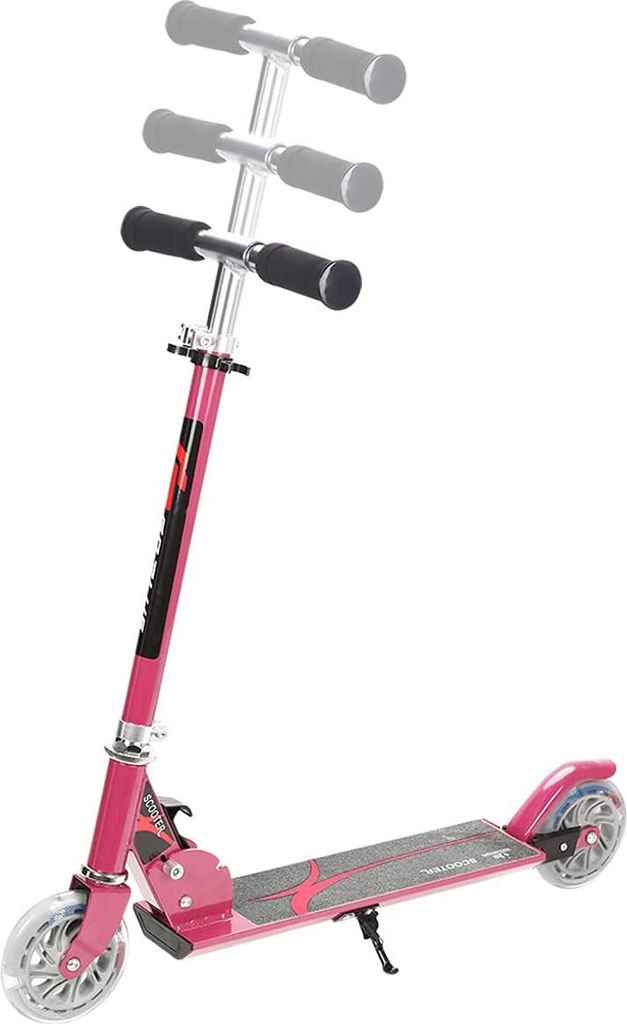 GOPLUS Kinder Roller, klappbar Scooter mit LED Räder, 3-stufig Höhenverstellbare & faltbarem Lenker, Roller für Kinder ab 4-13 Jahren (Rosa)