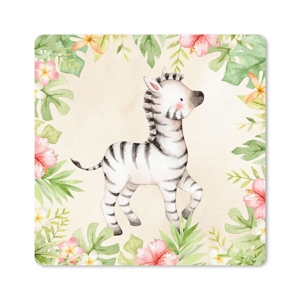 MuchoWow Mauspad Mousepad Dschungel - Zebra - Aquarellfarbe 30x30 cm - Mousepads - Maus Mat - Pad - Mausunterlage - Gaming