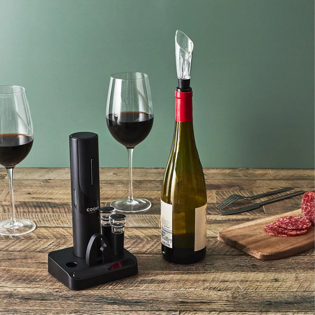 Coffret vin 5 accessoires sommelier en acier inoxydable noir mat
