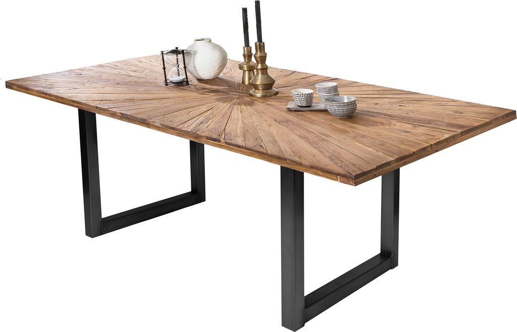 SIT Möbel Esstisch 160 x 90 cm | Tischplatte recyceltes Teak natur | Gestell Metall antikschwarz | B 160 x T 90 x H 75 cm | 15500-11 | Serie TABLE...