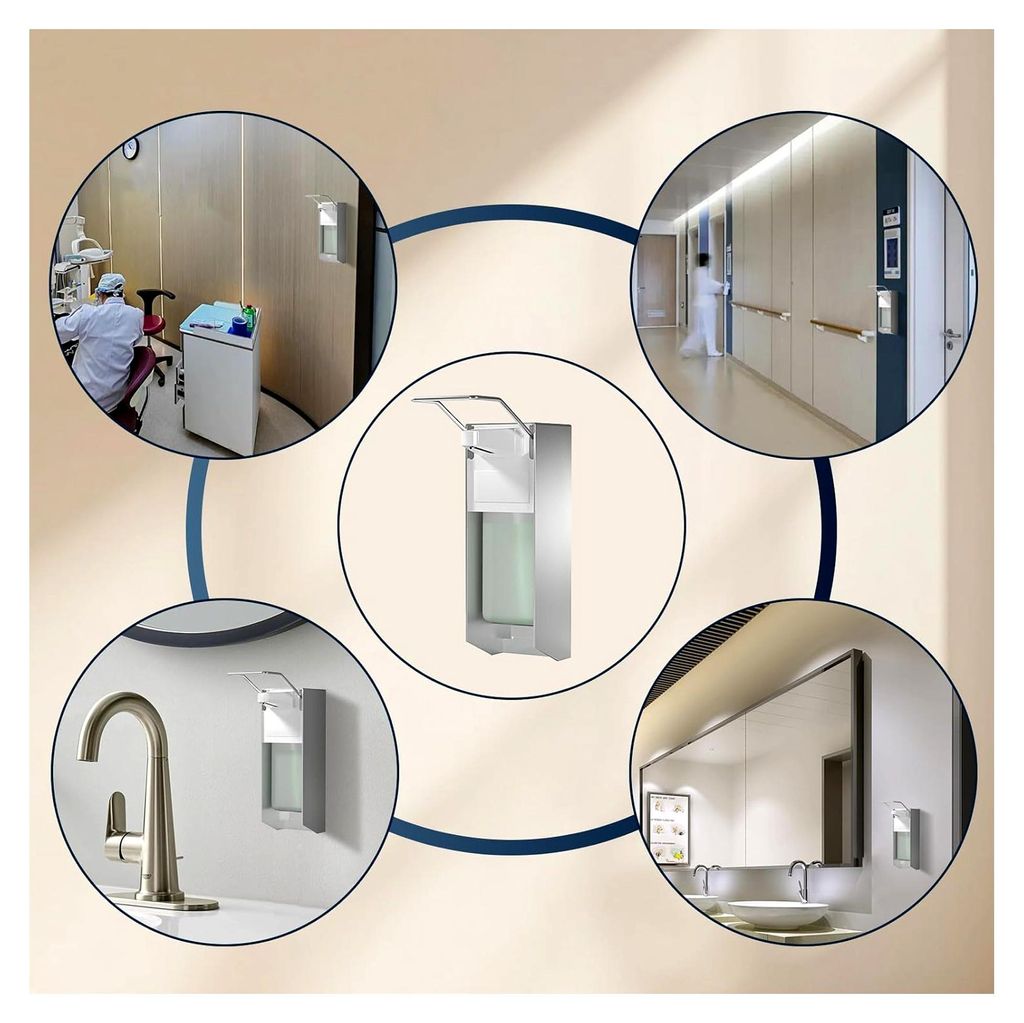 Eurospender 1000MLx2, Seifenspender Wandbefestigung, Soap Dispenser Mit Ellbogendruck Für Desinfektionsmittel Und Handseifen, Weißer Seifenspende...