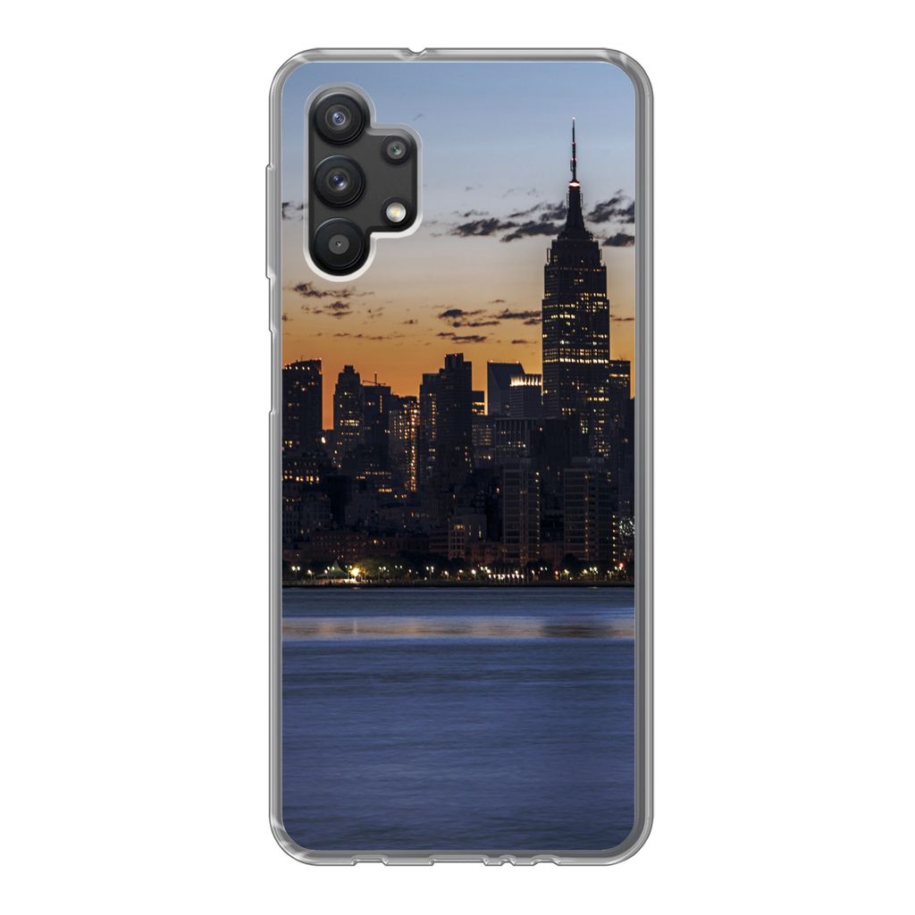 MuchoWow Handyhülle Schutzhülle Hülle für Samsung Galaxy A32 5G New York - Skyline - Amerika Silikon Softcase Handy Hülle - Softcase