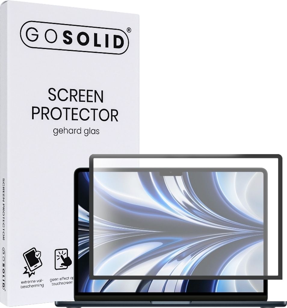 GO SOLID! Displayschutzfolie für MacBook Air M2 13,6 Zoll aus gehärtetem Glas