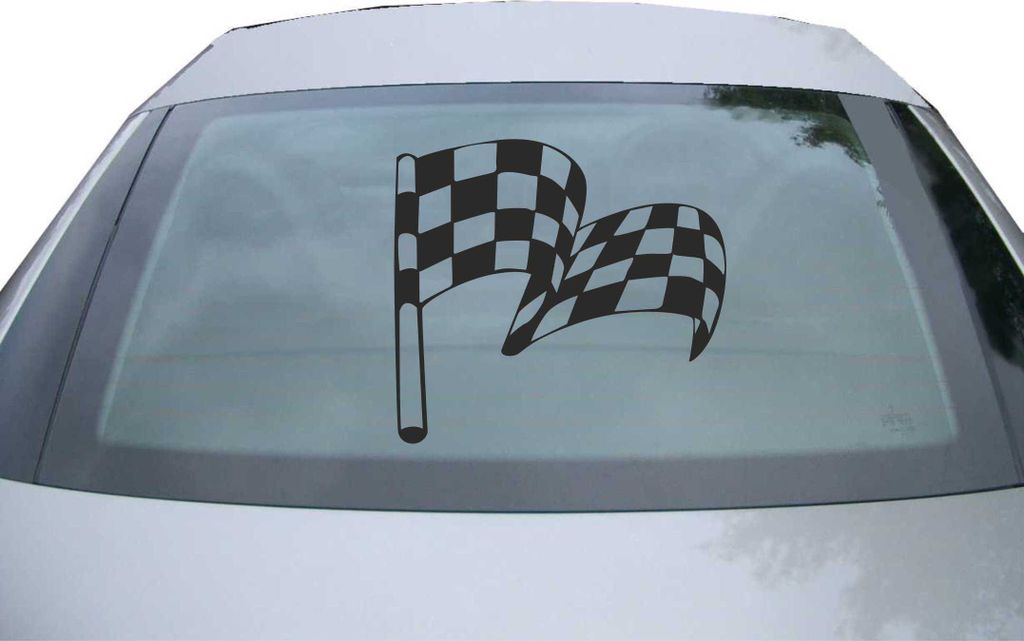 Indigos UG - Aufkleber Heckscheibe & Motorklappe DE2529 - schwarz - 600x549 mm - Zielflagge - Auto Scheiben Fenster Heckklappe Tuning Racing JDM - ...