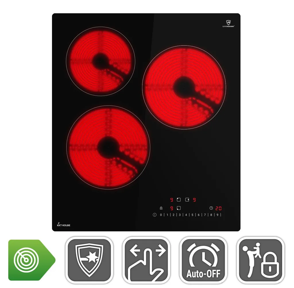 Plaque de Cuisson Compacte 45cm KKT KOLBE 5kW 3 Zones pour Gagner de l'Espace