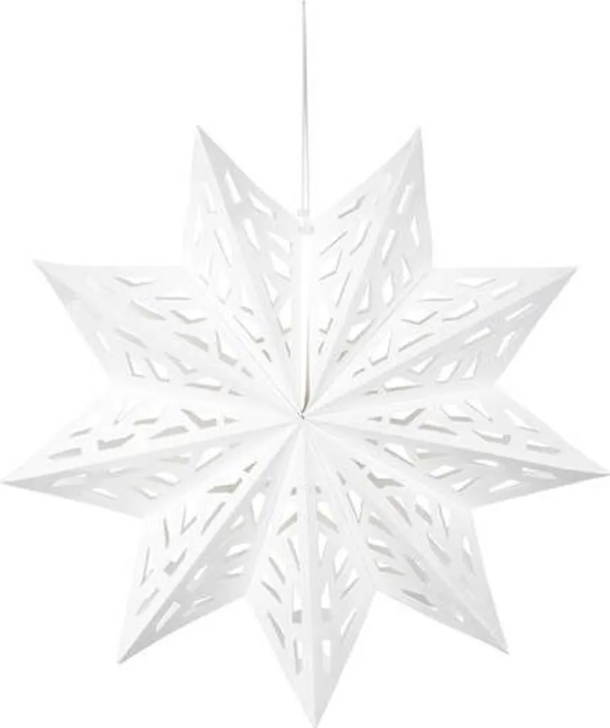 Étoile en papier blanc de 50 cm - Décoration suspendue pliable de Noël