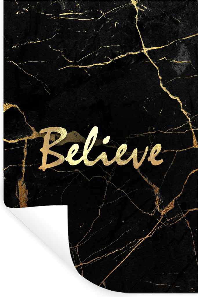 MuchoWow Wandtattoo Wandsticker Wandaufkleber Zitat - Hoffnung - Gold - Marmor 60x90 cm Selbstklebend und Repositionierbar - Sticker - Dekorfolie