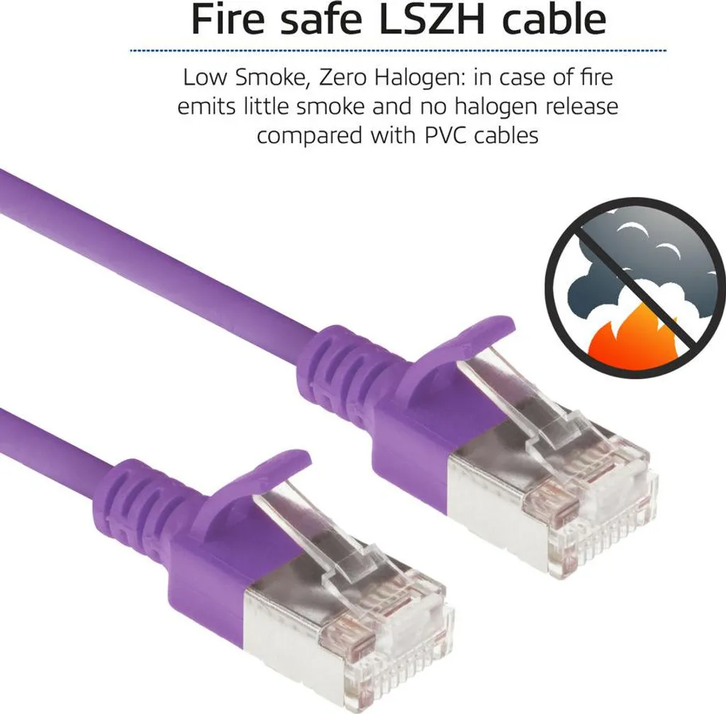 ACT Purple 0,5 metri LSZH U/FTP CAT6A cavo patch slimline per datacenter senza strappi con connettori RJ45 (DC7300) - 7