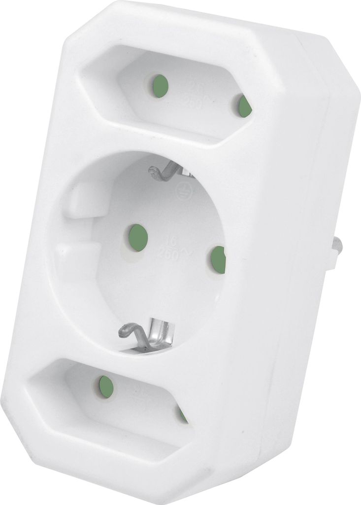 Steckdosenadapter 3fach, 1 Schuko/2 Euro Produktbild 