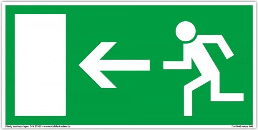 Schild nachleuchtend BGV 8A Notausgang | 297x148 | links