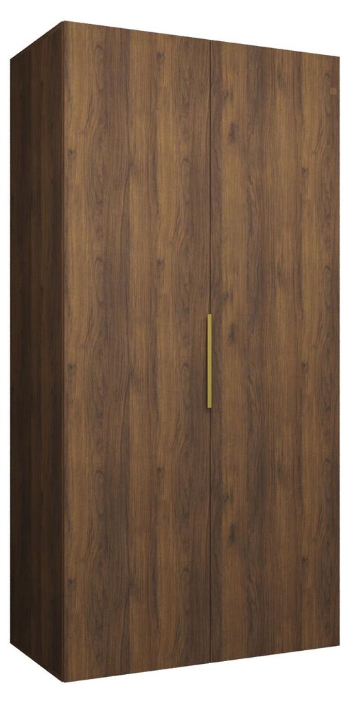 MEBLE KRYSPOL, Kleiderschrank, Schrank 100 cmx202x52, Warmia-Nuss, Gold