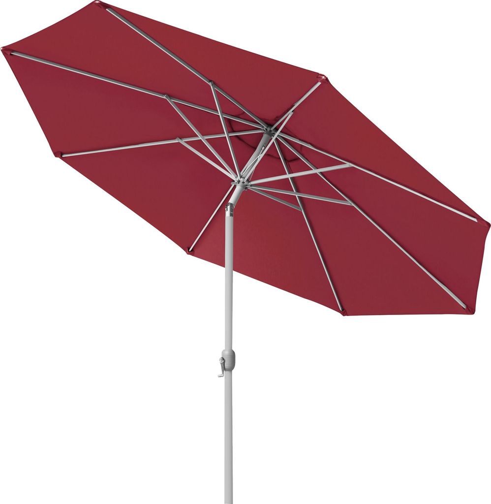 Sonnenschirm 3,5m rund bordeaux Garten Balkon knickbar mit Kurbel UV-Schutz Gestell silber paramondo interpara