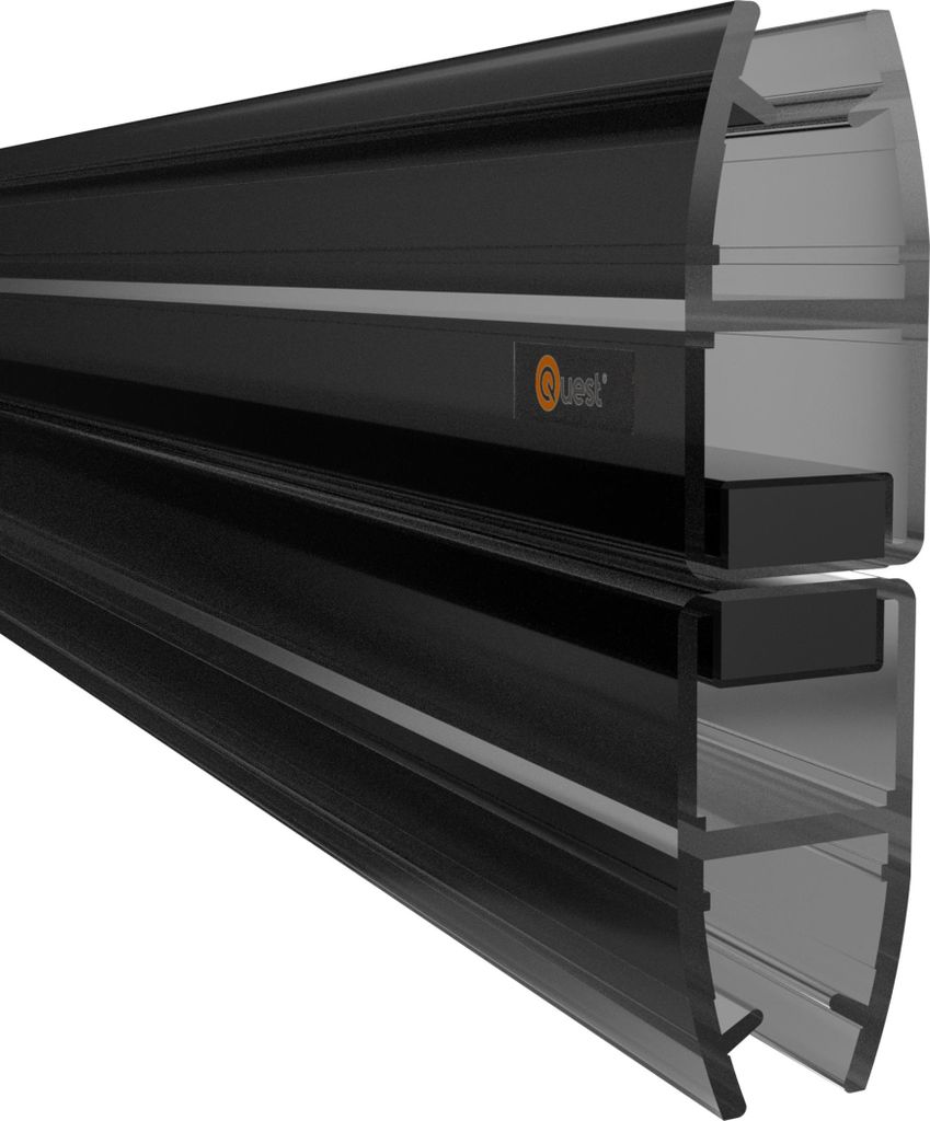 QUEST Magnetische Duschdichtung gerade 200 cm schwarz, 2 Stück