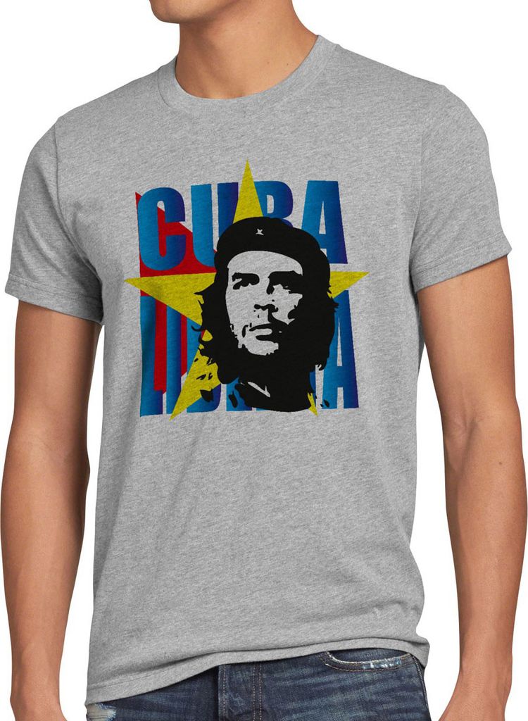 style3 Viva Cuba T-Shirt Herren kuba revolution havanna, Größe:5XL, Farbe:Grau meliert