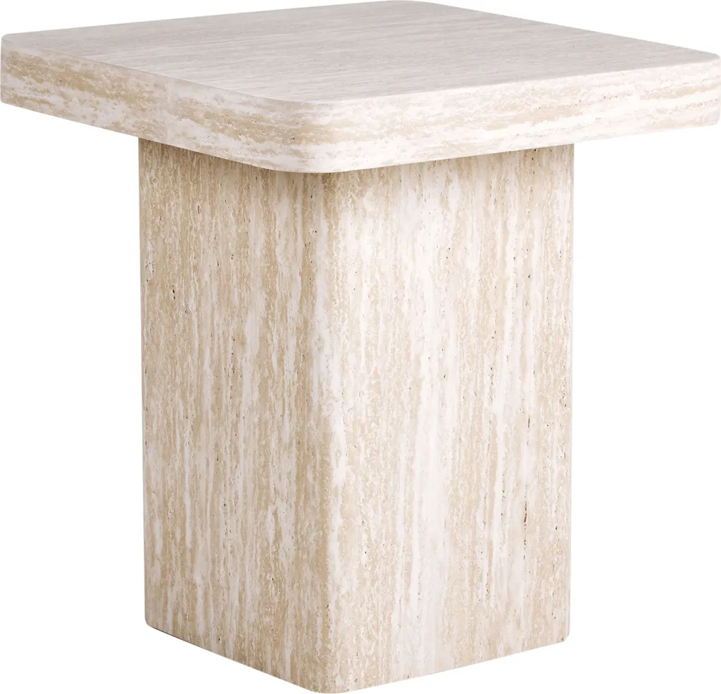 Table d'appoint Beliani beige en MDF placage pierre moderne 50x50 cm
