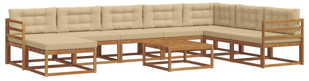 Hochwertigen Möbel Outdoor-Sofa garnitur moderne - Balkonmöbel/Gartenlounge-Set - robust und langlebig - mit Kissen 9 pcs Natur und Beige - Garte...