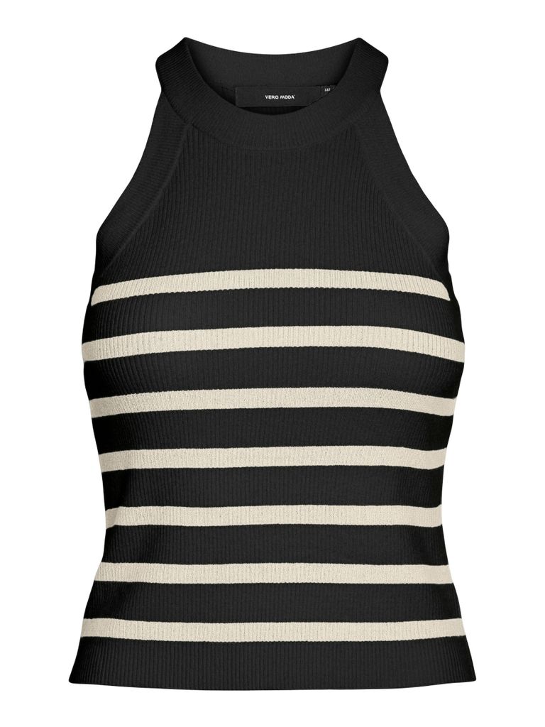 VERO MODA Legerer Streifen Pullover Ärmellos Geripptes Design Sweater Größe: XL