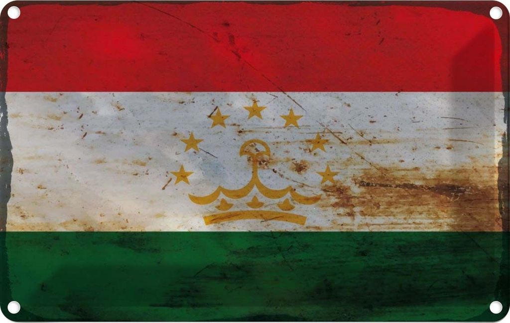 vianmo Blechschild 20x30 cm Tadschikistan Tajikistan Rost Flagge Fahne Wappen