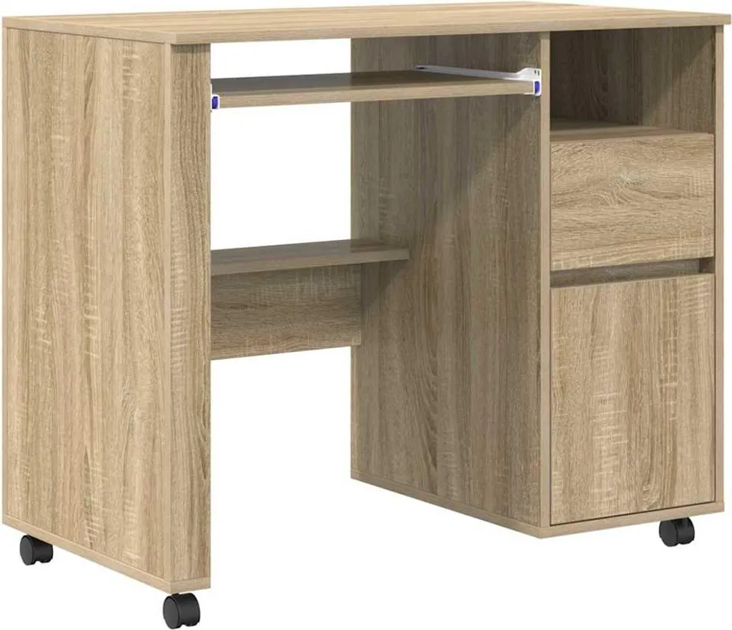 Scrivania Porta PC con Ruote Rovere Sonoma 91 cm | Arredo Ufficio Moderno