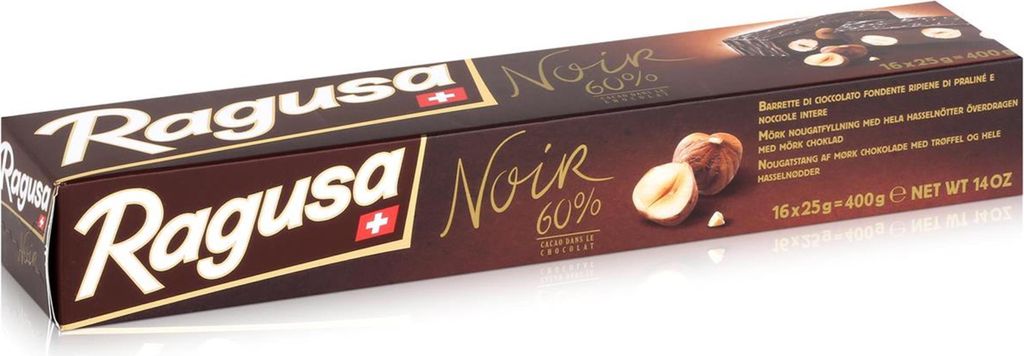 Ragusa Noir 60% dunkle Schokolade mit ganzen Haselnüssen Produktbild 