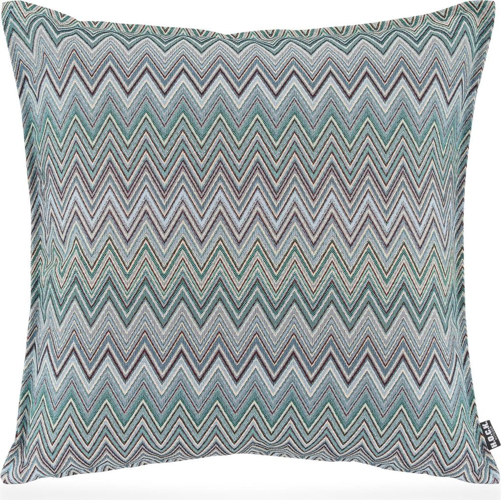 H.O.C.K. Pablo Outdoor Kissen mit Biese 50x50cm col. 2 blue multi Zick-Zack sun boho