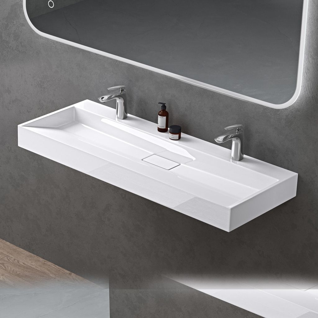 doporro Lavabo Suspendu avec Bonde Vasque à Poser Blanc Image du produit 