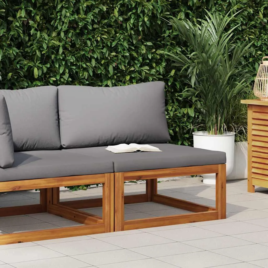 Divano Centrale Modulare Acacia Massiccia FSC - Grigio Scuro Naturale