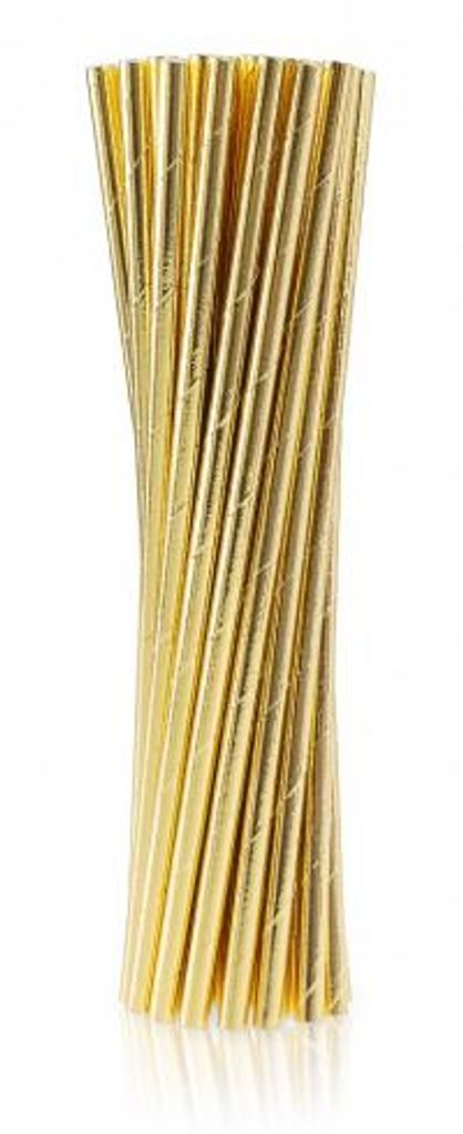 24 goldene Eco Papier Trinkhalme, 19,7 cm lang, 6 mm Produktbild 