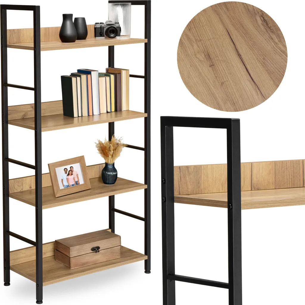 Bibliothèque Varberg Craft bois et métal 5 niveaux pour salon et bureau - 5