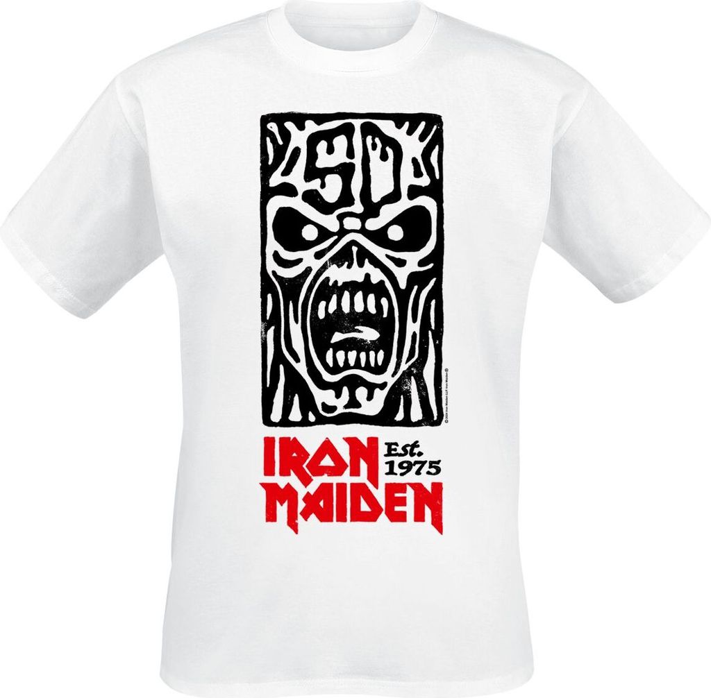Iron Maiden T-Shirt Herren Stamp Logo 3 weiß S