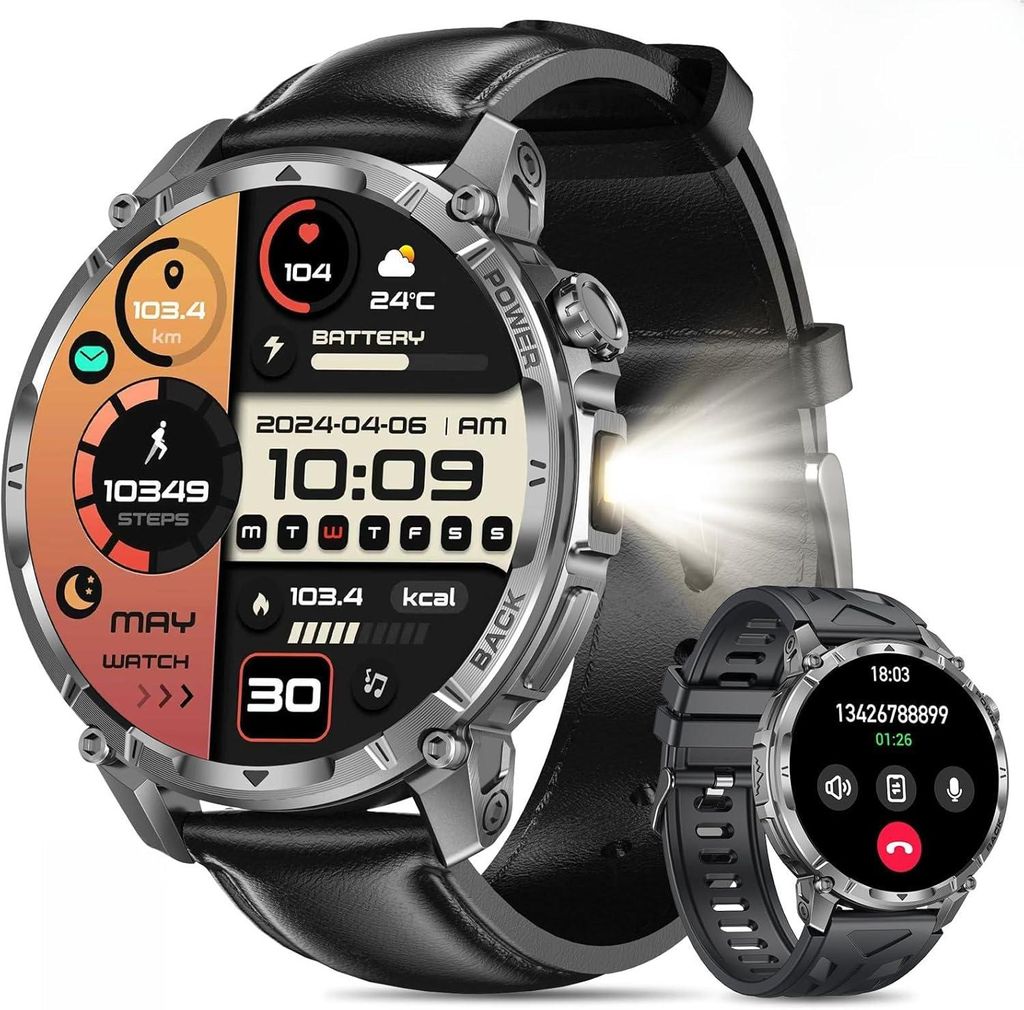 Smartwatch Herren 1.7 Inch Touchscreen Fitness Uhr mit Telefonfunktion