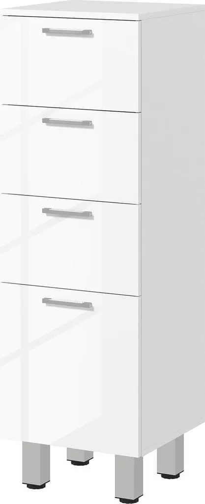 Armoire de salle de bain étroite avec 3 tiroirs 30x30x93 cm Blanc