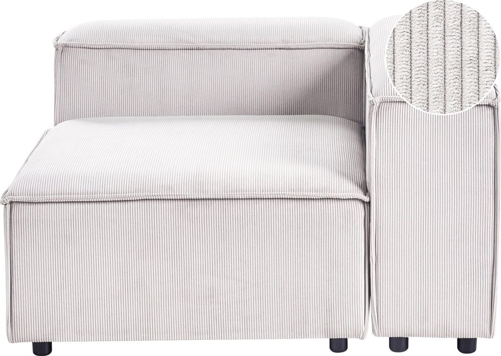 BELIANI Ecksessel Links Cremeweiß Cord 1-Sitzer Modulsessel mit Niedriger Rückenlehne Wohnzimmermöbel Modern Skandi Wohnzimmer Ausstattung Sitzm...