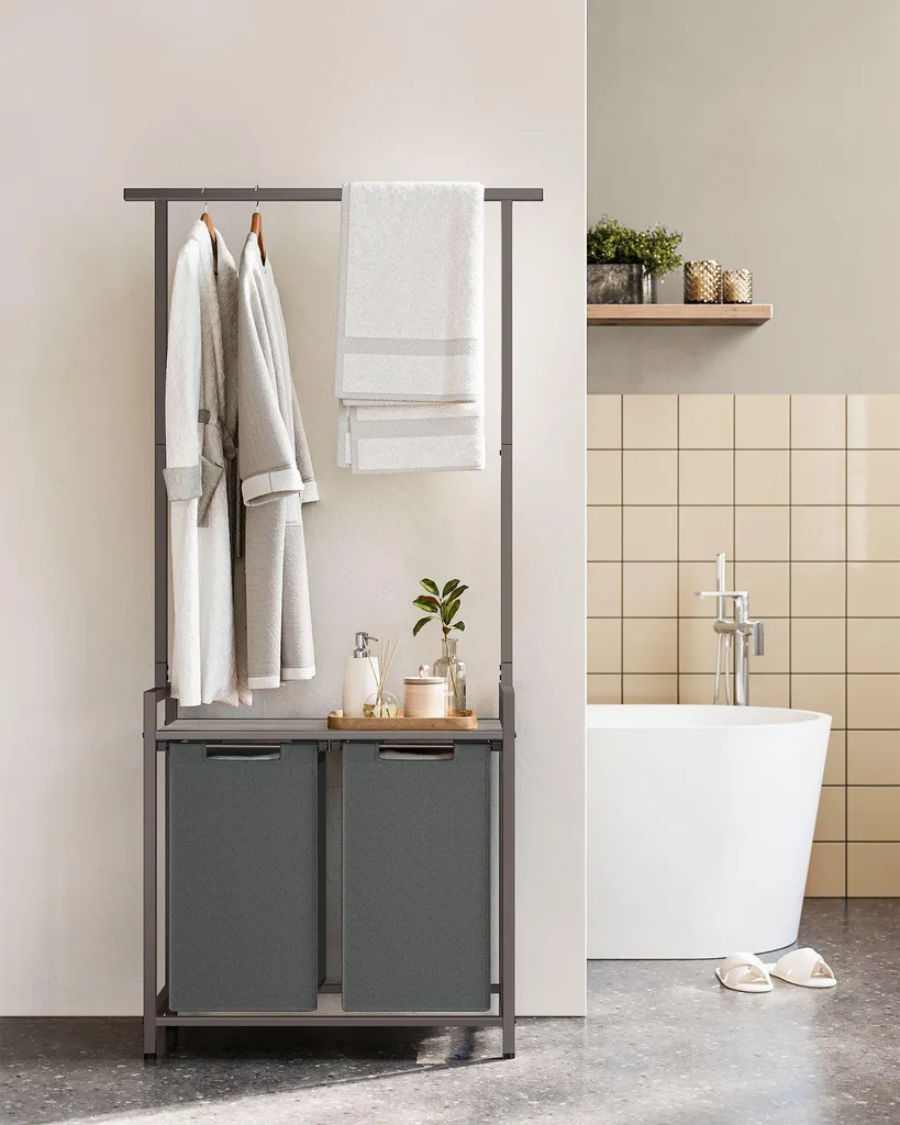 Panier à linge pour tri sélectif 2 x 46L idéal salle de bain et chambre - 3