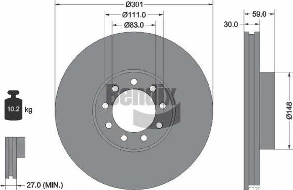 Disque de frein de rechange pour Daily BENDIX BDS1515 Qualité Premium