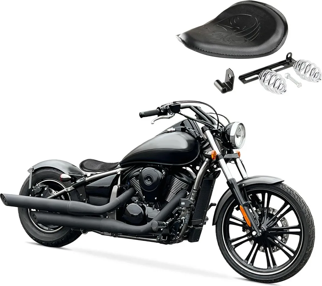 Selle Solo Bobber pour Moto Custom : Kit Ressorts et Support Noir