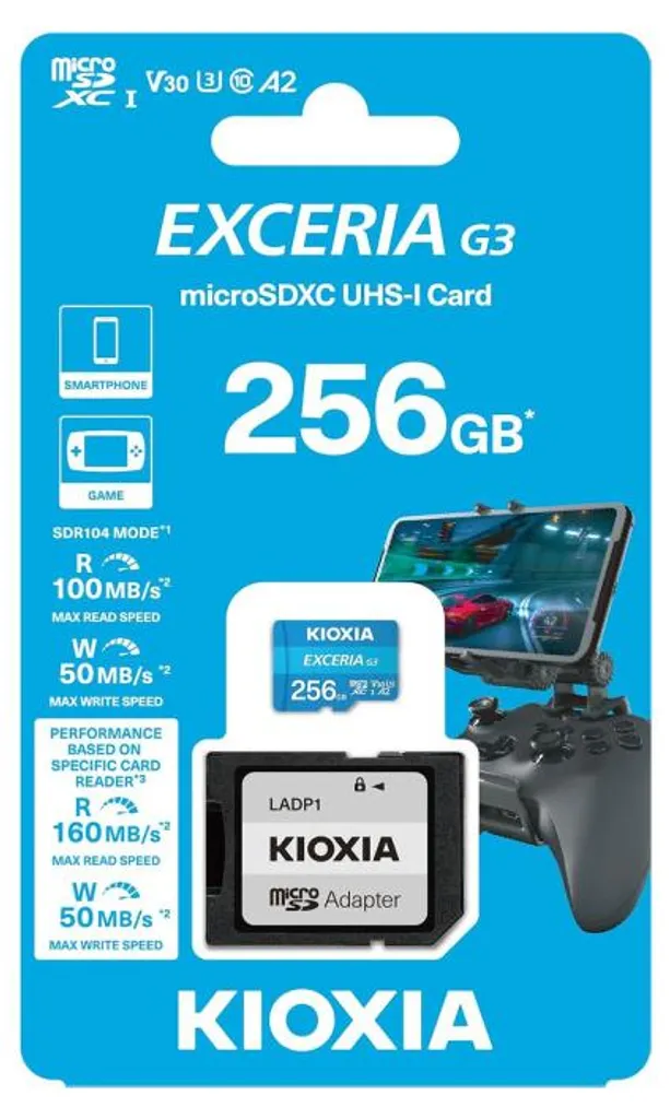 Stockage 256 Go Kioxia microSD Exceria pour Nintendo Switch et Caméras